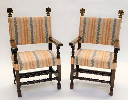 PR 19C. William & Mary Shell Crested Arm Chairs