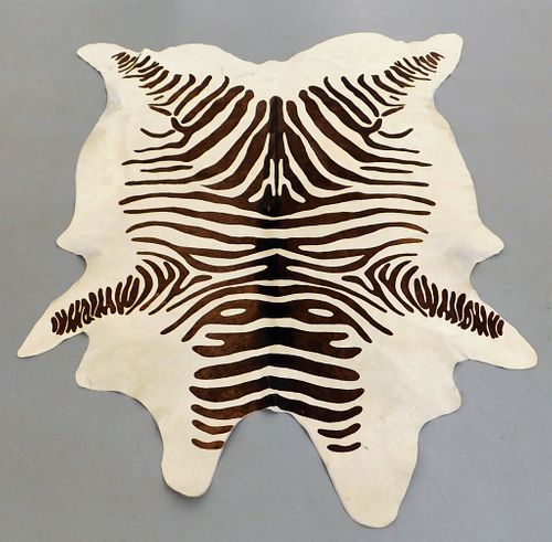 Zebra Print Cowhide Area Rug