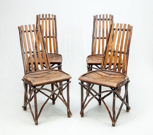 Set of Four Bentwood and Oak Side Chairs