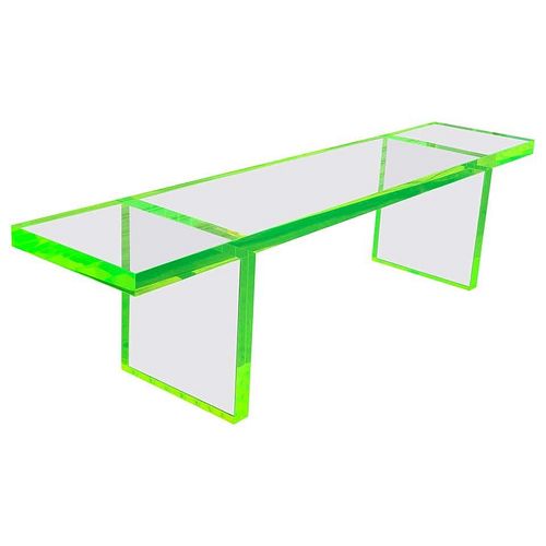 6ft Lime Green Lucite Bench by Cain Modern