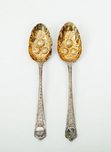 Pair of Georgian Silver Spoons, Refashioned as Fruit Spoons