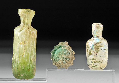 Three 8th C. Islamic Glass Perfume Bottles