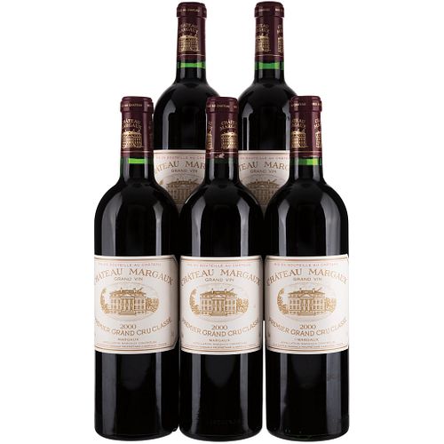 Château Margaux. Cosecha 2000. Grand Vin. Premier Grand Cru Classé. Margaux. Niveles: llenado alto. Piezas: 5.