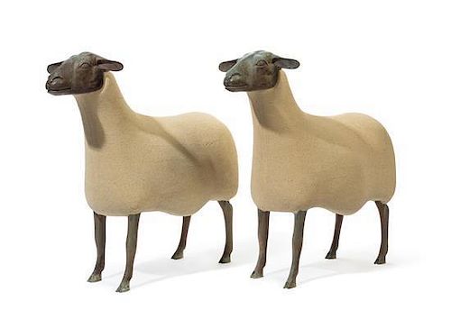 * Francoise-Xavier Lalanne, (French, 1927-2008), Moutons de Pierre, (a pair of sheep) circa 1979
