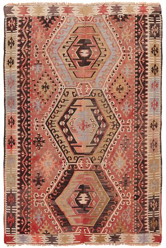 Antique Turkish Kilim , 5 ft 1 in x 7 ft 5 in
