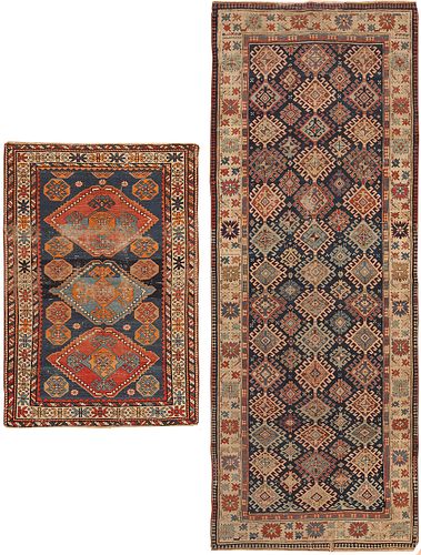  An Antique Shirvan and an Antique  Kuba Caucasian rugs,3 ft 2 in x 4 ft 6 in & 3 ft 11 in x 9 ft 2 in