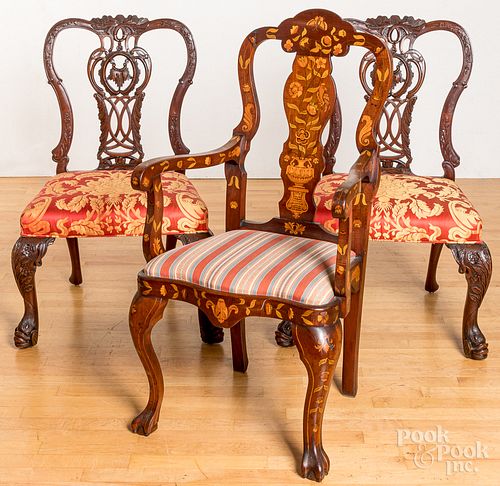 Pair of George II style mahogany dining chairs