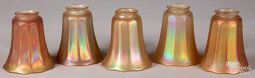 Five iridescent glass shades