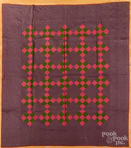 Nine patch quilt, late 19th c.