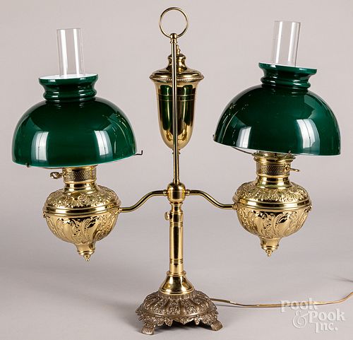 Brass double arm student lamp