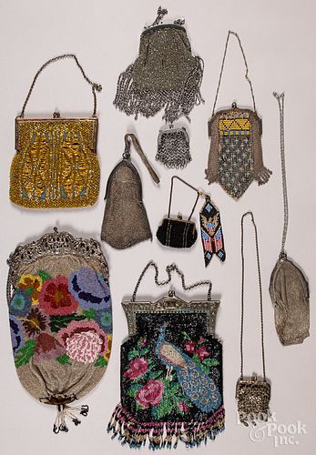 Ten Victorian beadwork and mesh purses.