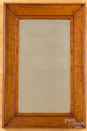 Large tiger maple mirror, 19th c.