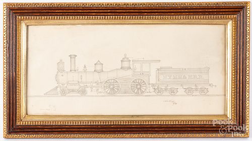 Pencil drawing of a locomotive