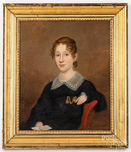 American oil on panel portrait of a woman