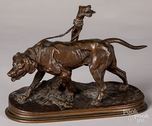 P.J. Mene, bronze of a leashed dog