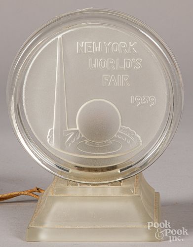 1939 New York World's Fair frosted two-part lamp