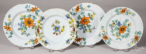 Four Delft Fazackerly plates, 18th c.