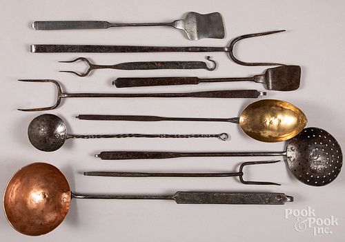 Group of wrought iron utensils, 19th/20th c.