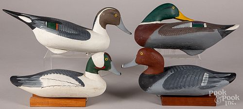 Six carved and painted duck decoys, etc.