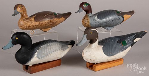Eight carved and painted duck decoys