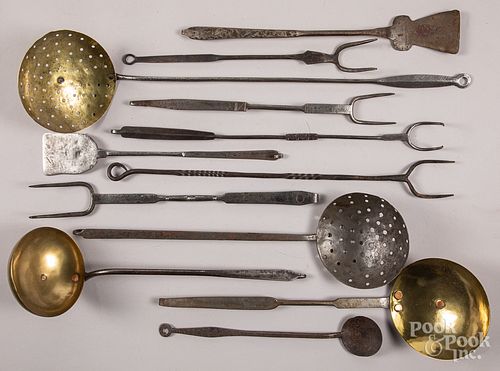Group of wrought iron utensils, 19th/20th c.