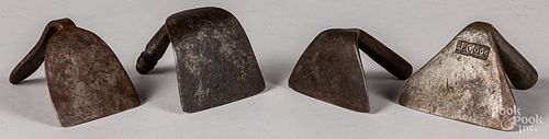 Four Pennsylvania wrought iron dough scrapers