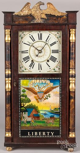 Connecticut mahogany mantel clock