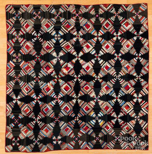 Pineapple log cabin quilt, late 19th c.