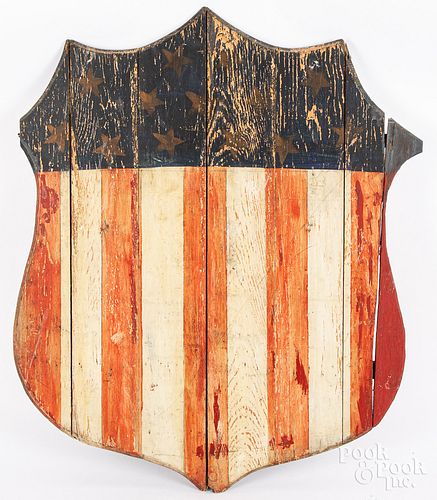 Painted pine American Shield plaque