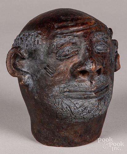 Redware head of an African American man
