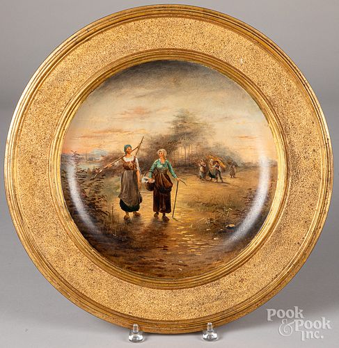 Vienna painted pottery charger, late 19th c.