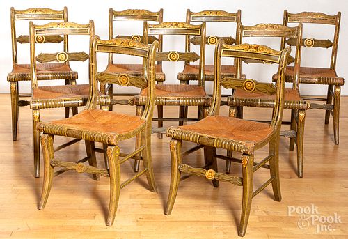 Set of eleven Philadelphia painted chairs
