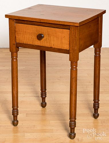 Sheraton mixed woods one-drawer stand, 19th c.