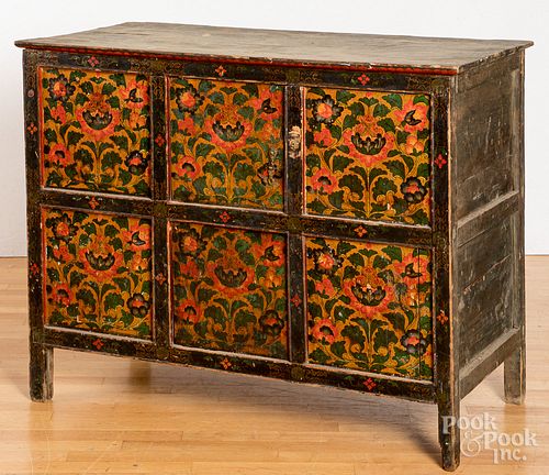 Oriental painted chest, late 19th c.