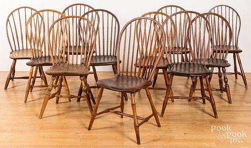 Eleven hoopback Windsor chairs