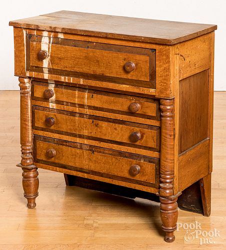 Child's figured maple chest of drawers, 19th c.