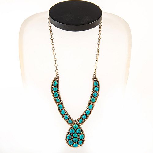 Native American Navajo Turquoise, Silver Necklace