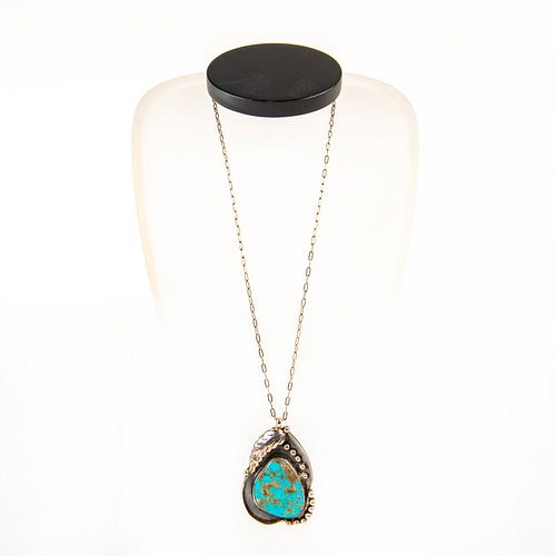 Native American Navajo Turquoise, Sterling Silver Necklace