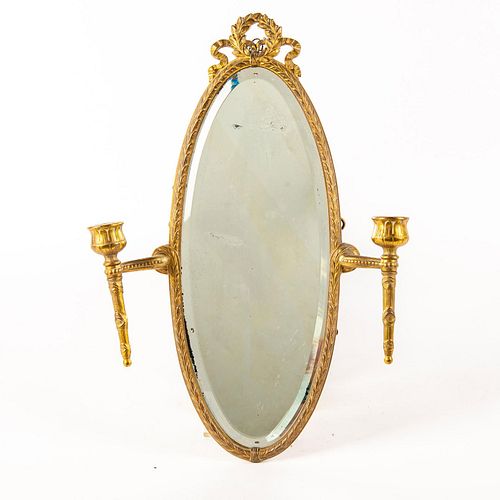 Vintage French Style Bronze Mirrored Wall Sconce
