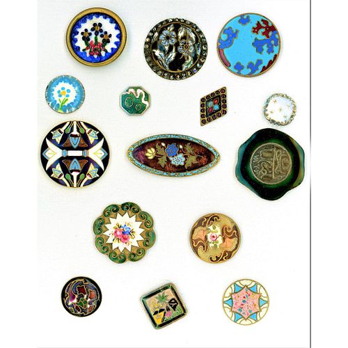 A Small Card Of 19Th & 20Th Century Enamel Buttons