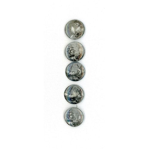 A Small Card Of Div. 1 Monochromatic Porcelain Buttons