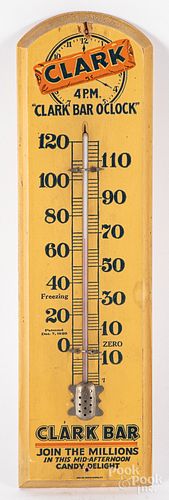Clark Bar wooden advertising thermometer