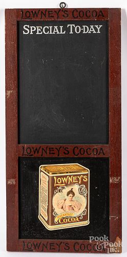 Lowney's Cocoa advertising menu board sign