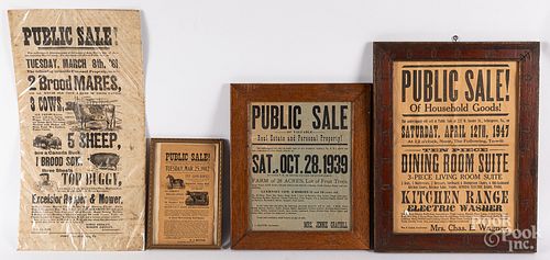 Four printed Pennsylvania auction broadsides