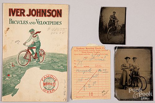 Two tintype photographs of bicycles