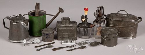Group of early miniature tin items