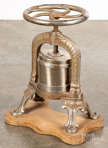Nickel plated cast iron press, late 19th c.