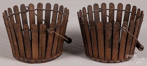 Two Shaker picket fence berry baskets, 19th c.