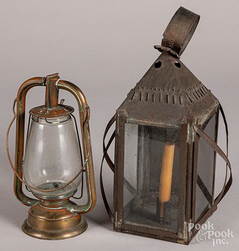 Punched tin carry lantern, etc.