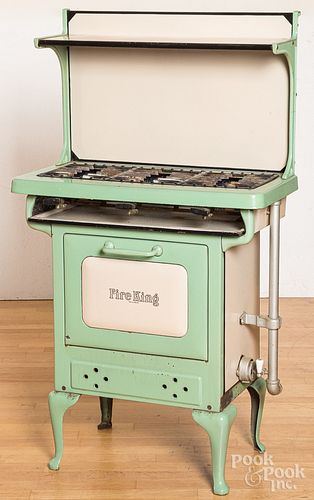 Vintage cream and green enameled kitchen stove